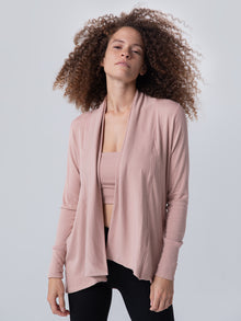 Cardigan, Ribbed Mahogany Rose