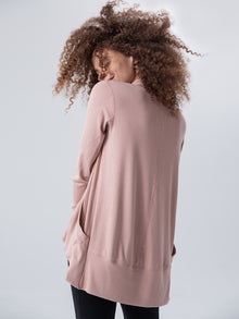Cardigan, Ribbed Mahogany Rose