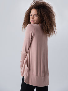 Cardigan, Ribbed Mahogany Rose