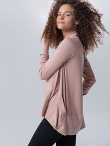 Cardigan, Ribbed Mahogany Rose