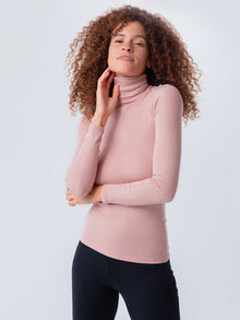 Turtleneck, Ribbed Mahogany Rose