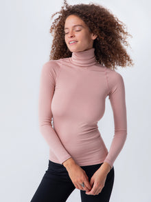 Turtleneck, Ribbed Mahogany Rose